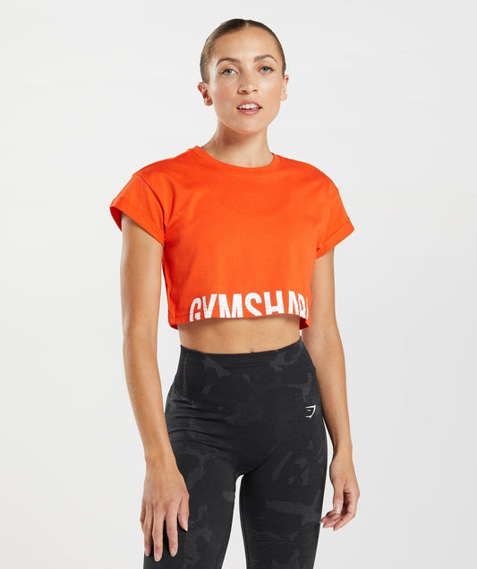 Gymshark Fraction Crop Top - Pepper Red