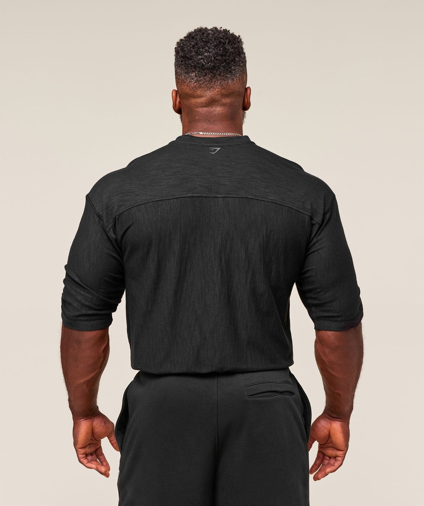 Gymshark Lightweight Slub Textured 3/4 Henley - Black