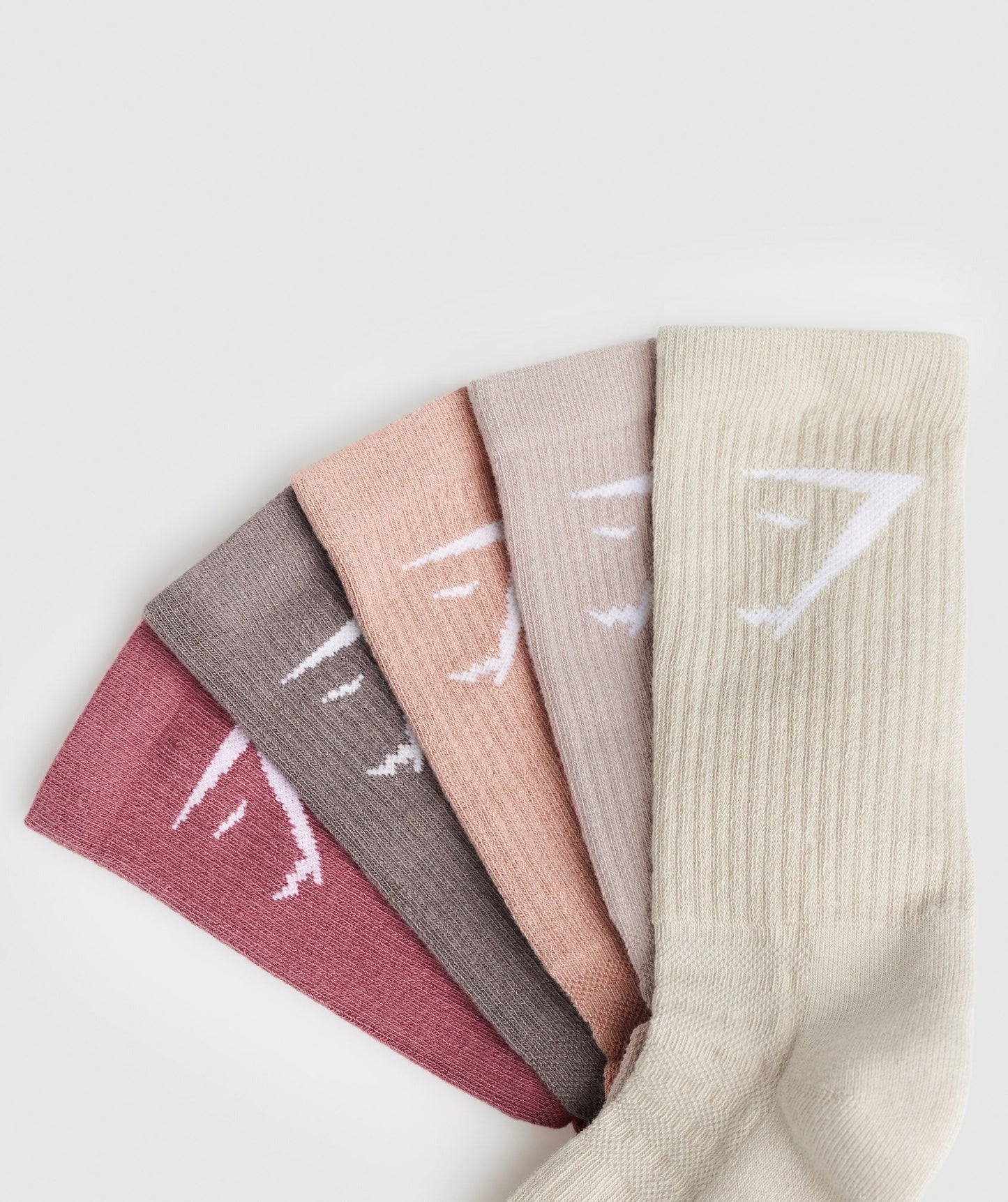 Gymshark Crew Socks 5pk - Berry/Brown/Pink/Pink/Brown