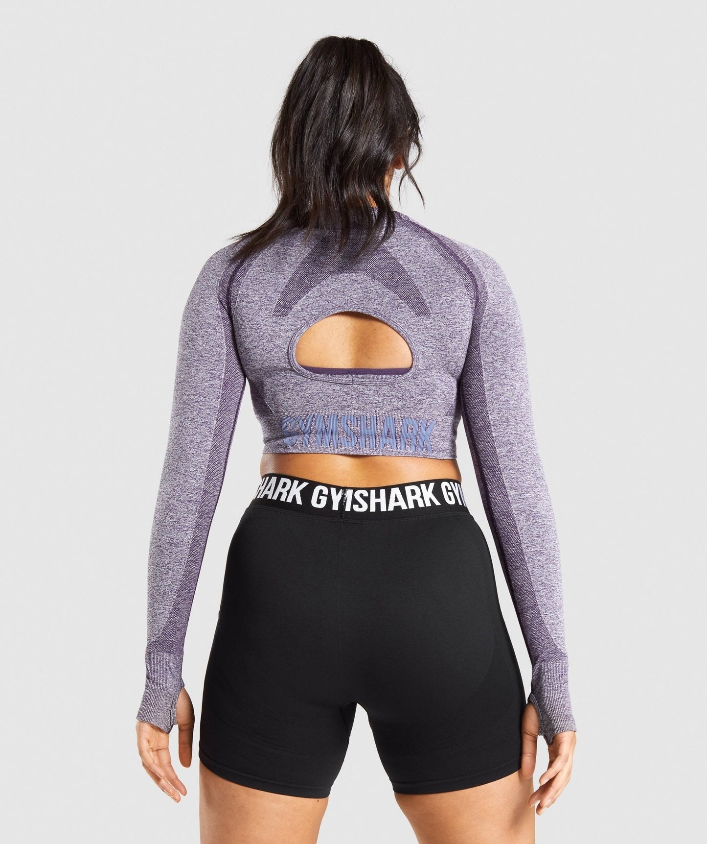 Gymshark Flex Sports Long Sleeve Crop Top - Purple Marl