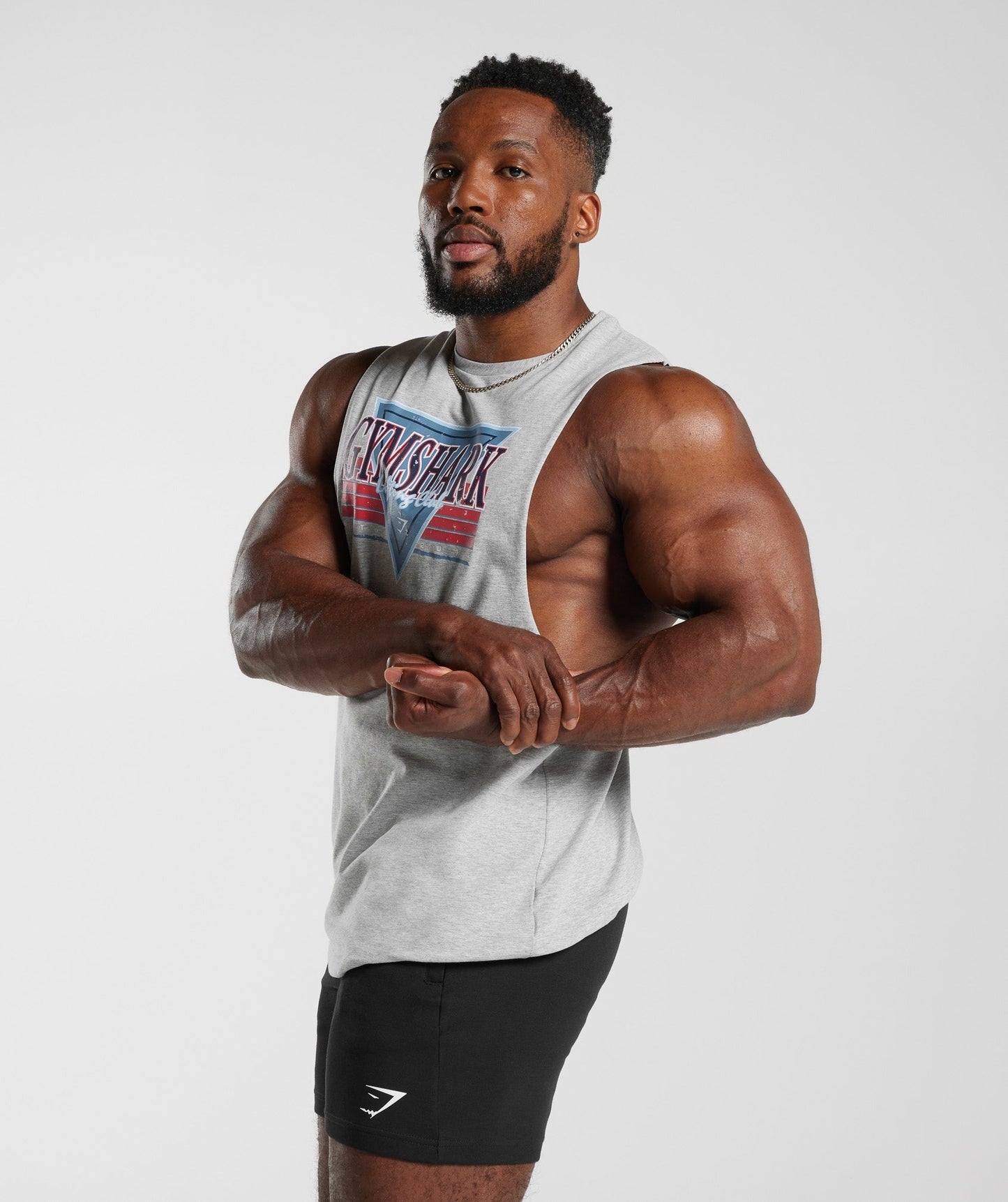Gymshark Retrowave Drop Arm Tank - Light Grey Core Marl