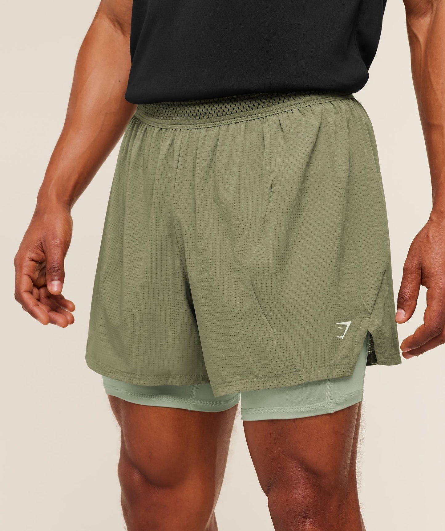 Gymshark Running 4" 2in1 Shorts - Grounded Green / Haze Green