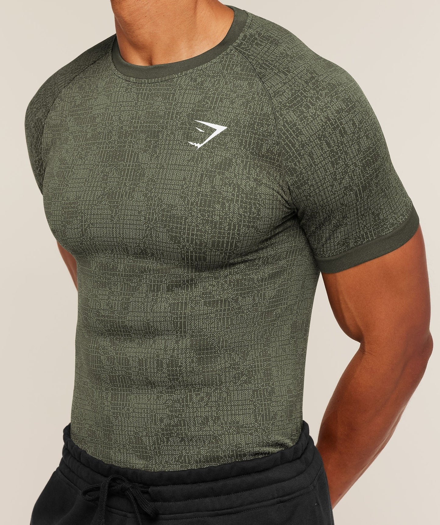 Gymshark Geo Seamless Grid T-Shirt - Strength Green/Haze Green
