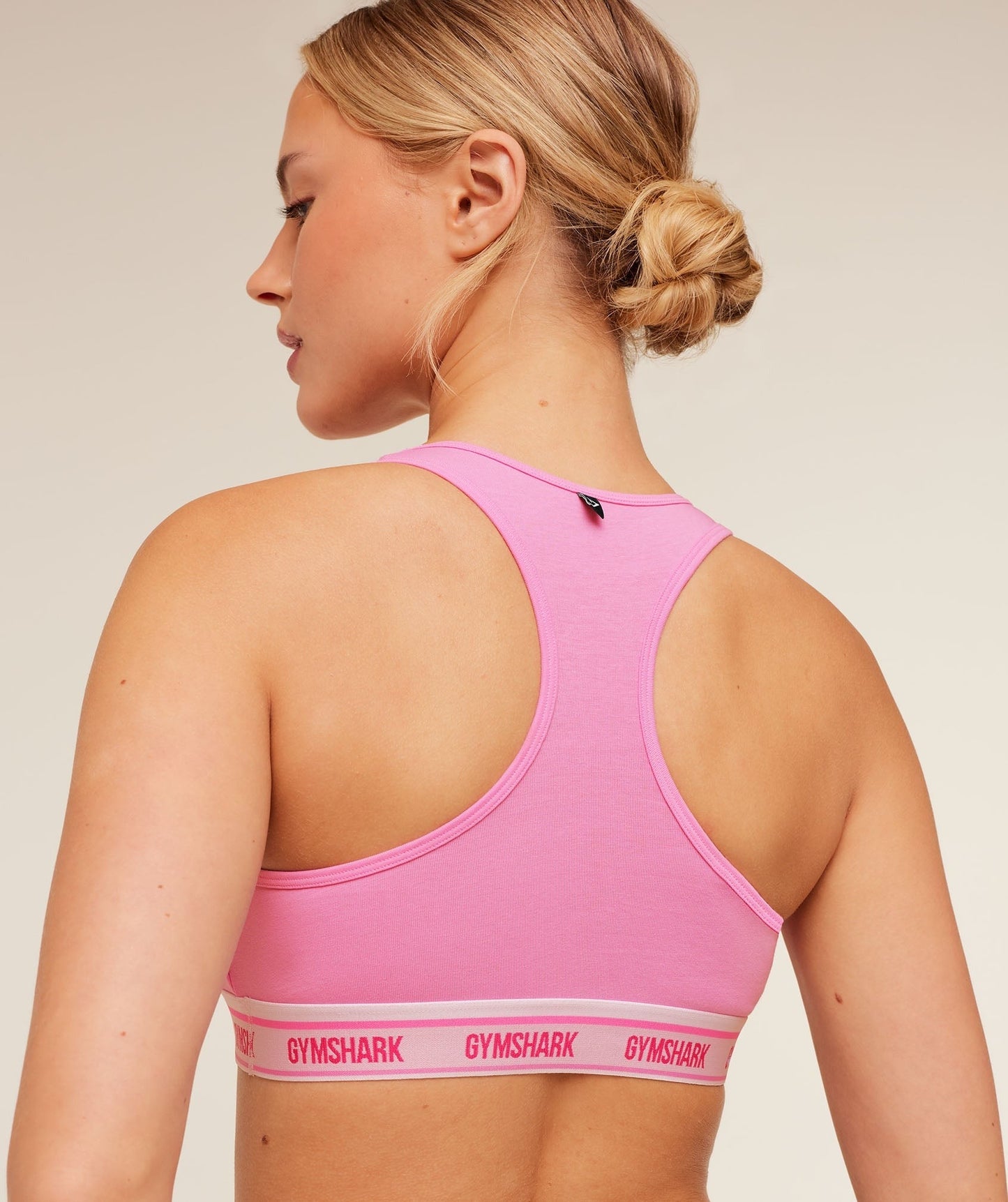 Gymshark Elastic Branded Racerback Cotton Bralette - Focus Pink