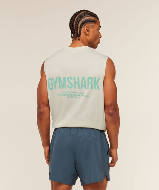 Gymshark Conditioning Club Washed Tank - Soft White/Pop Turquoise/Wash