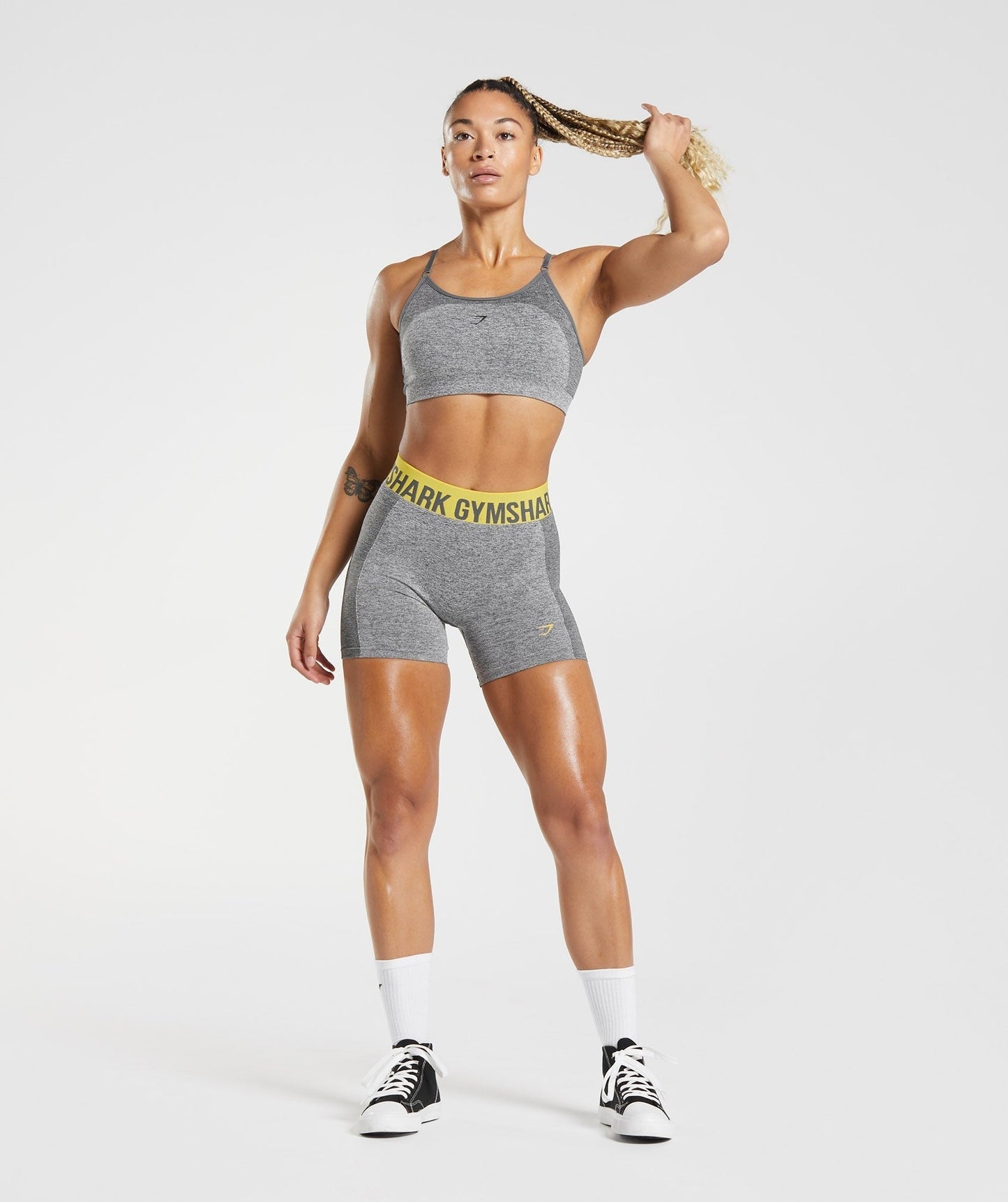Gymshark Flex Shorts - Charcoal Grey/Medallion Yellow