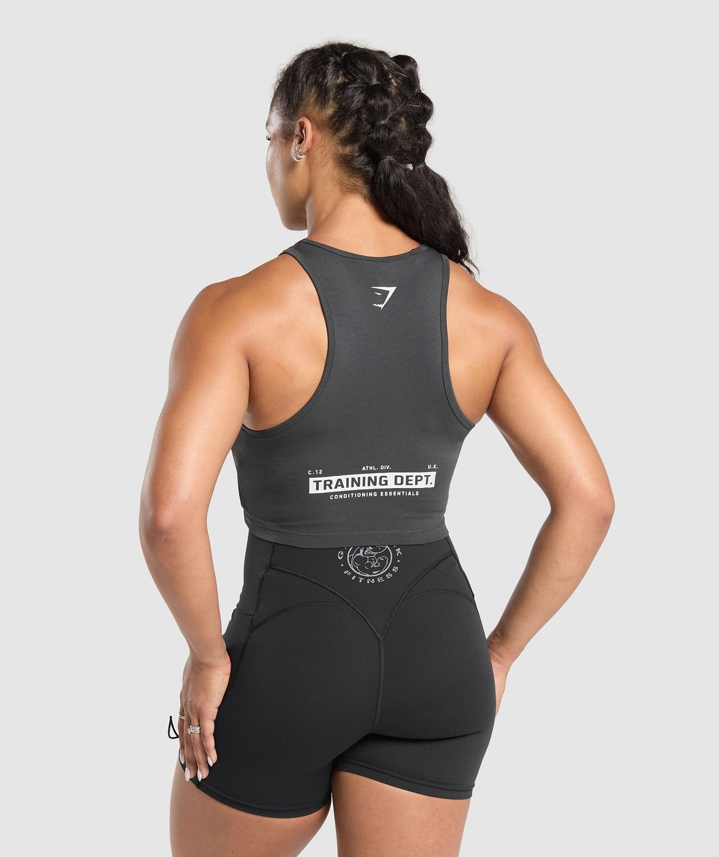 Gymshark Training Department Graphic Cropped Tank - Asphalt Grey