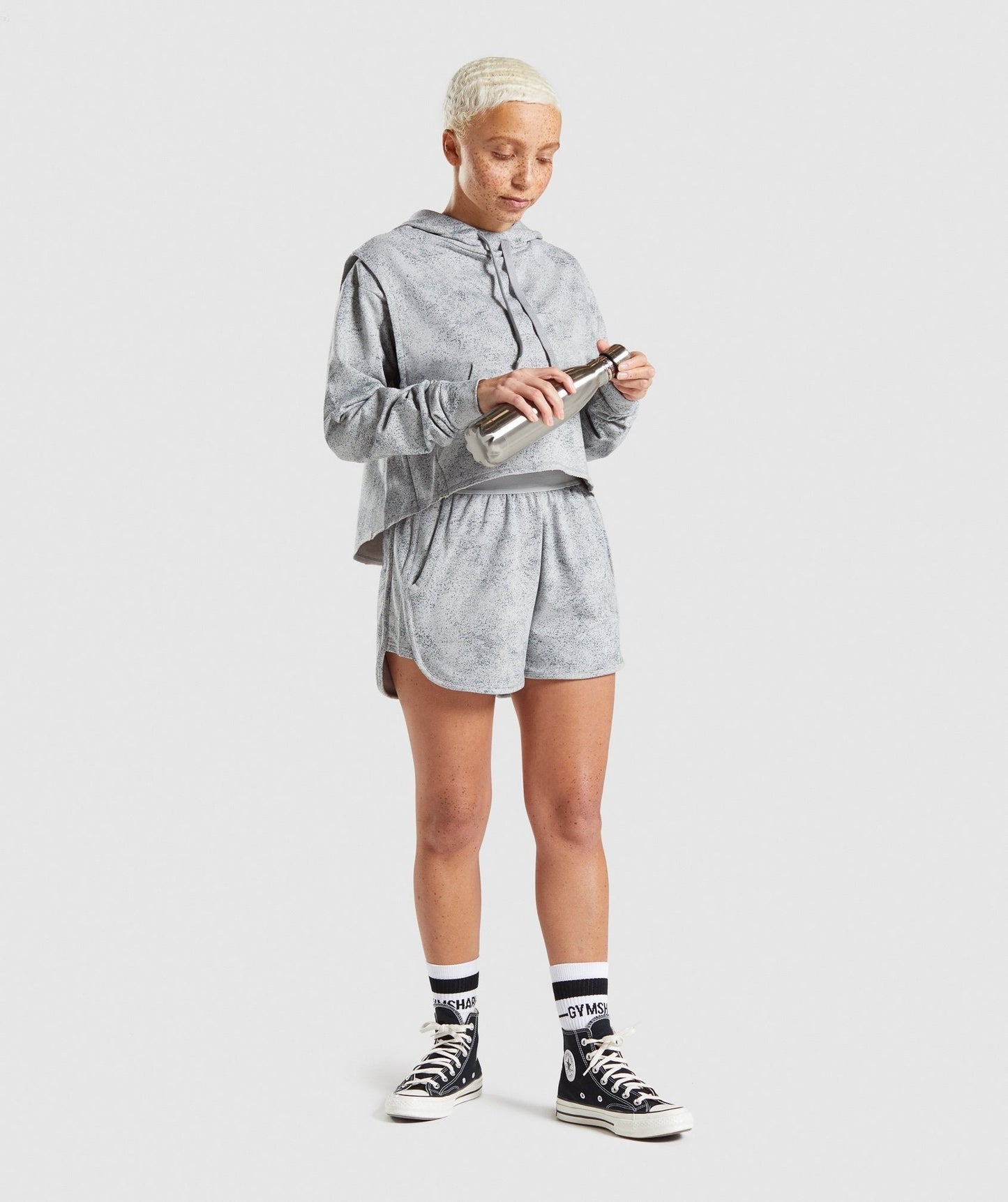 Gymshark Chalk Hoodie - Light Grey Print
