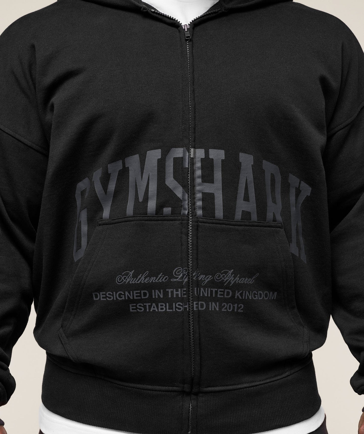 Gymshark Collegiate Script Zip Up Hoodie - Black
