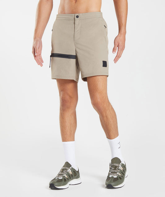 Gymshark Retake Woven 7" Shorts - Cement Brown