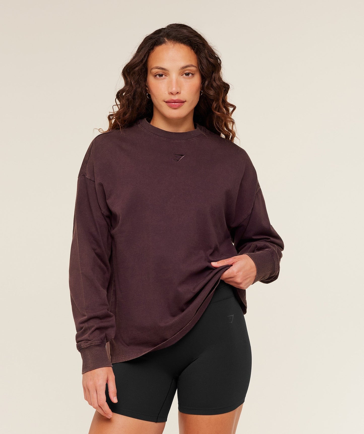 Gymshark Power Washed Long Sleeve Top - Cherry Purple/Acid Wash