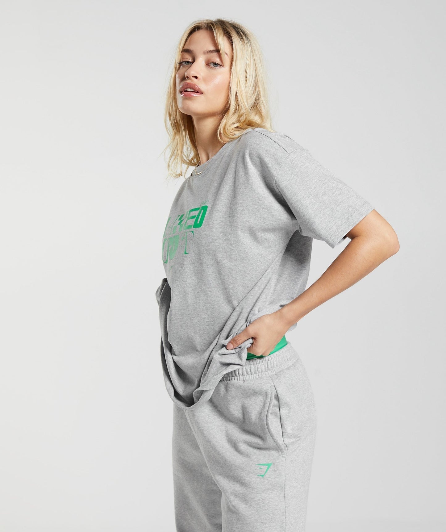 Gymshark Maxed Out Oversized T-Shirt - Light Grey Marl