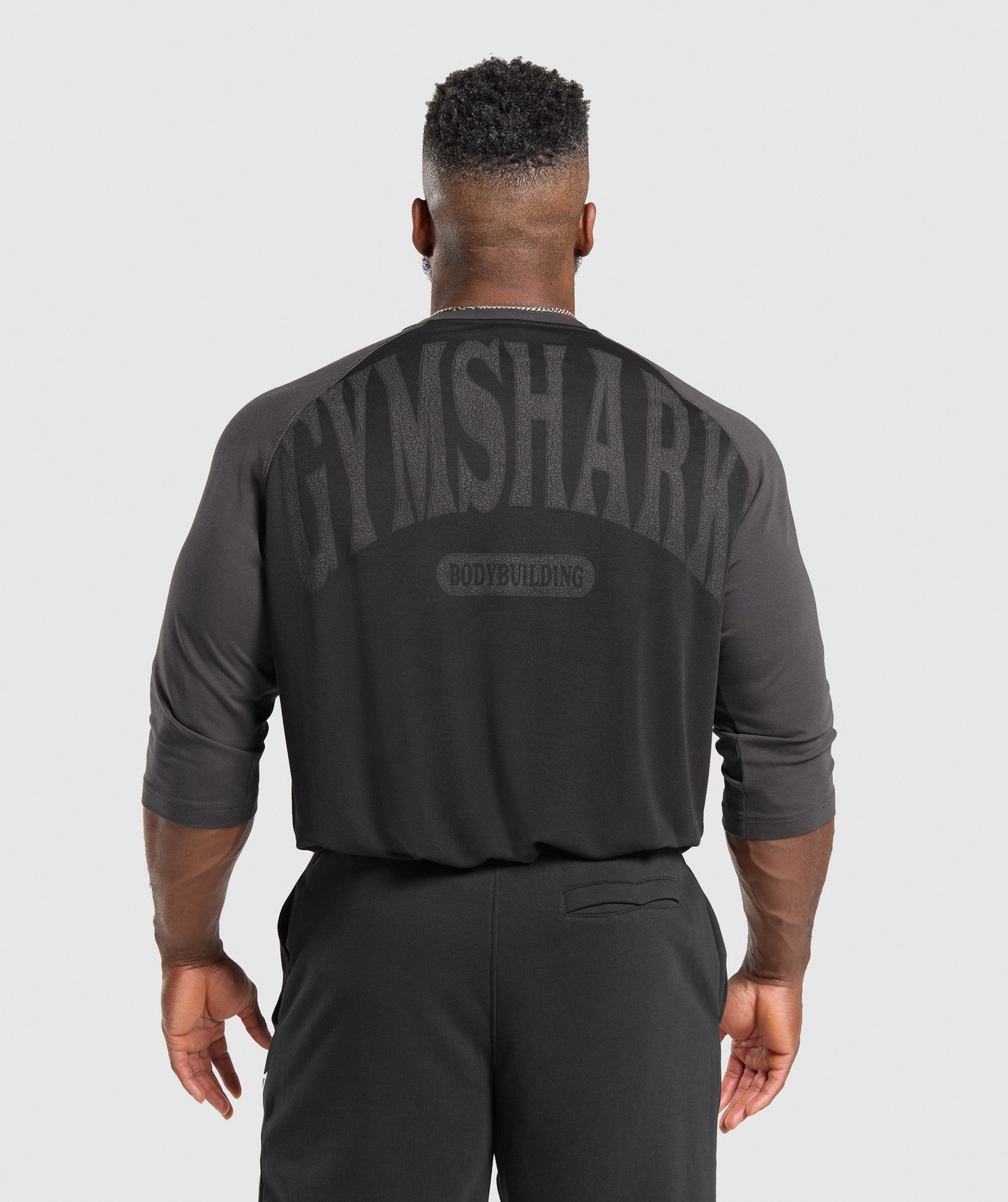 Gymshark 1/3 LS Graphic T-Shirt - Black/Asphalt Grey