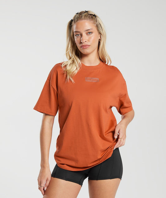 Gymshark Block Oversized T-Shirt - Rust Orange