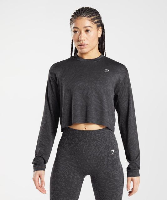 Gymshark Adapt Animal Seamless Long Sleeve Top - Wild | Black