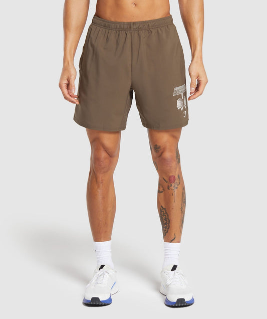 Gymshark Hybrid Wellness 7" Shorts - Penny Brown