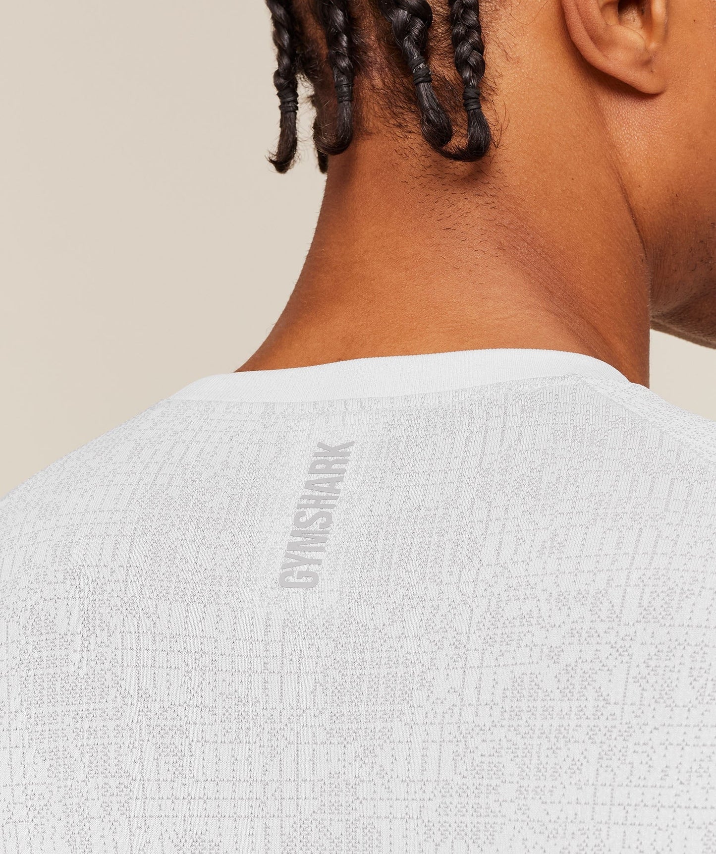 Gymshark Geo Seamless Grid T-Shirt - White/Silver Grey