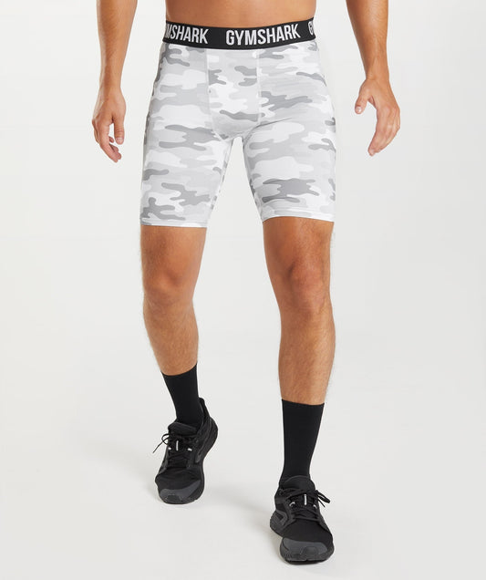 Gymshark Element Baselayer Shorts - Light Grey Print