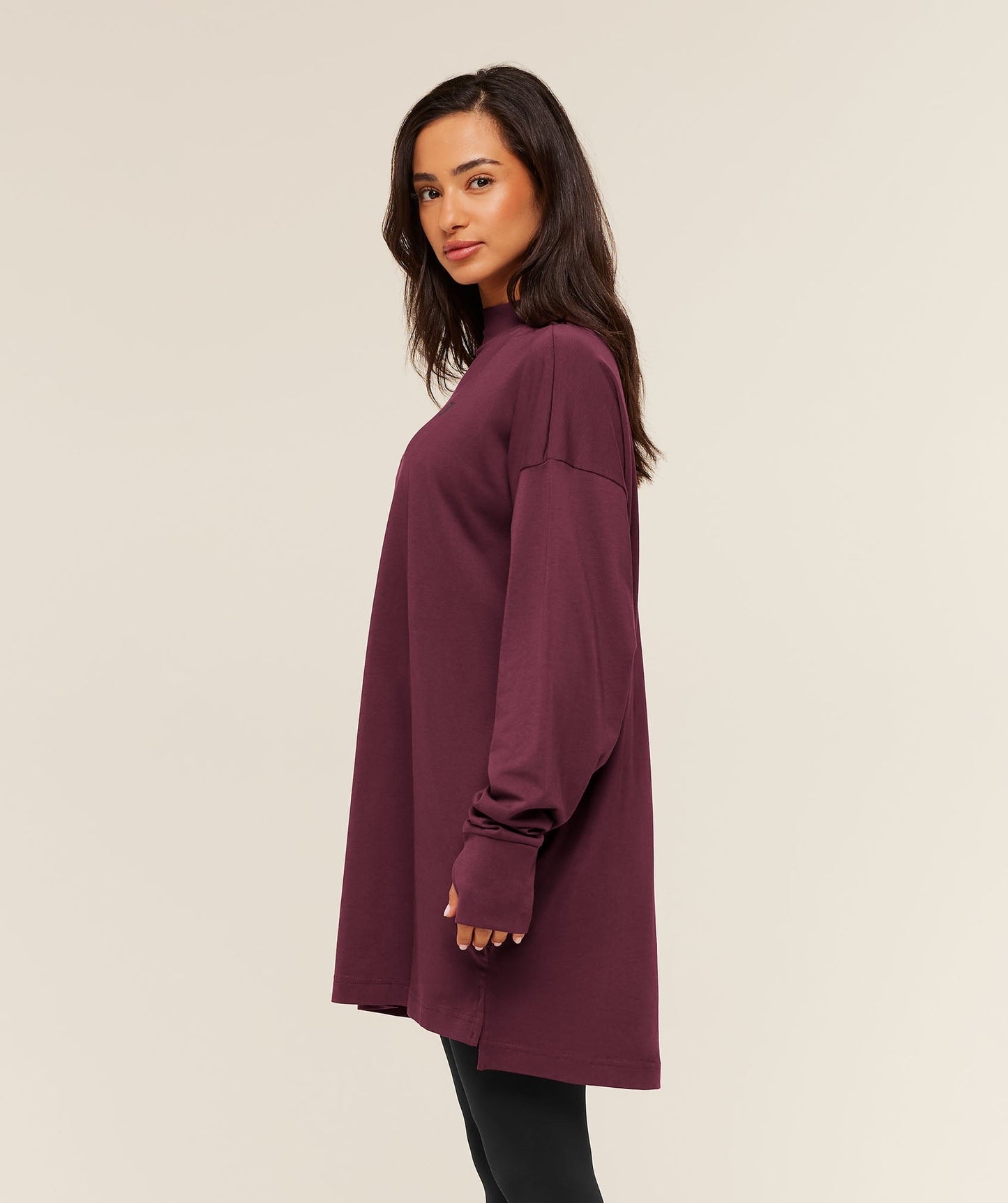 Gymshark Covered Longline Cotton Long Sleeve Top - GS Impact Burgundy