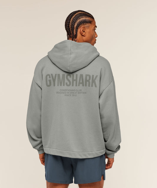 Gymshark Conditioning Club Washed Zip Through Hoodie - Smokey Grey/Wash