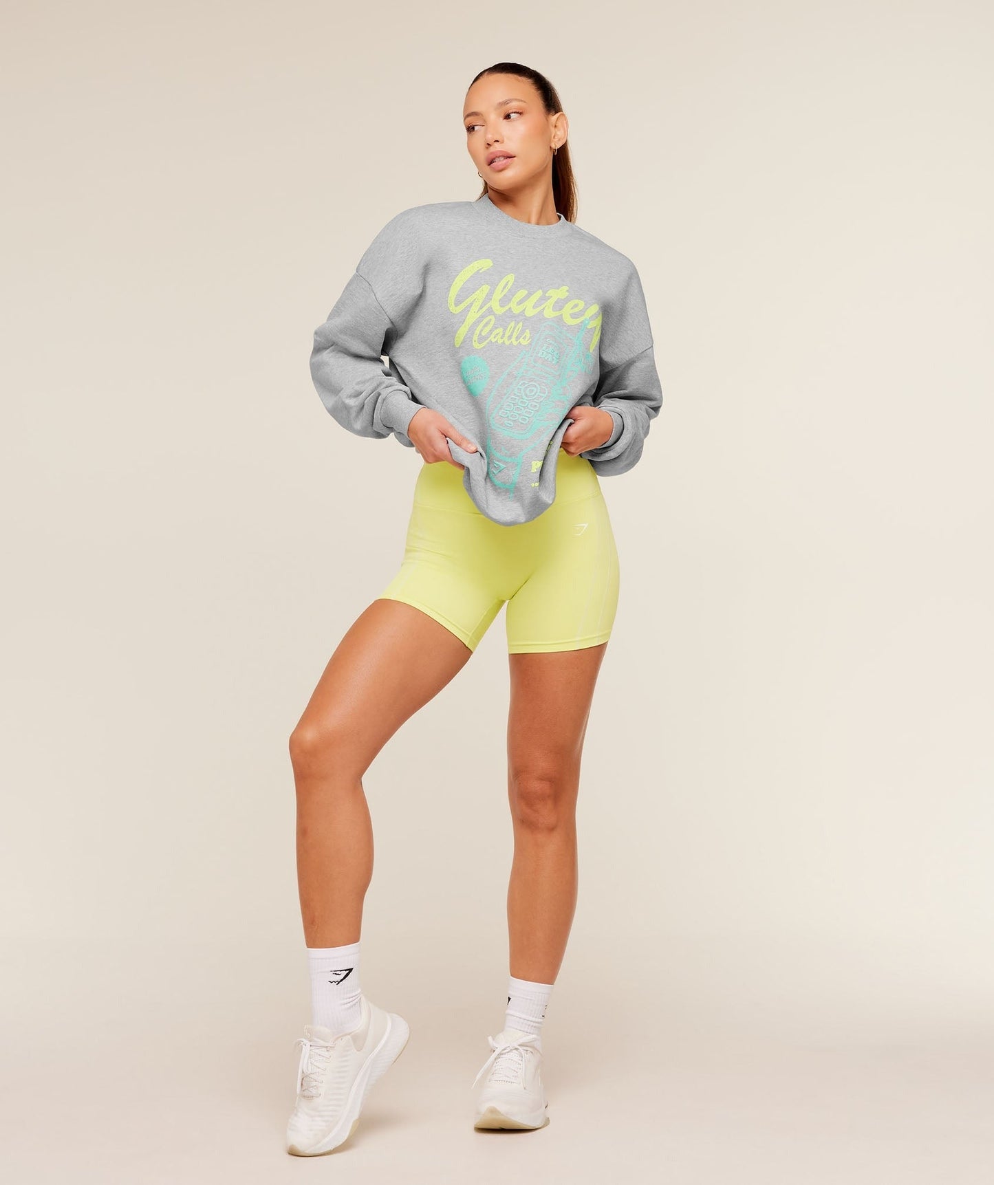 Gymshark Glutey Calls Graphic Sweatshirt - Light Grey Core Marl