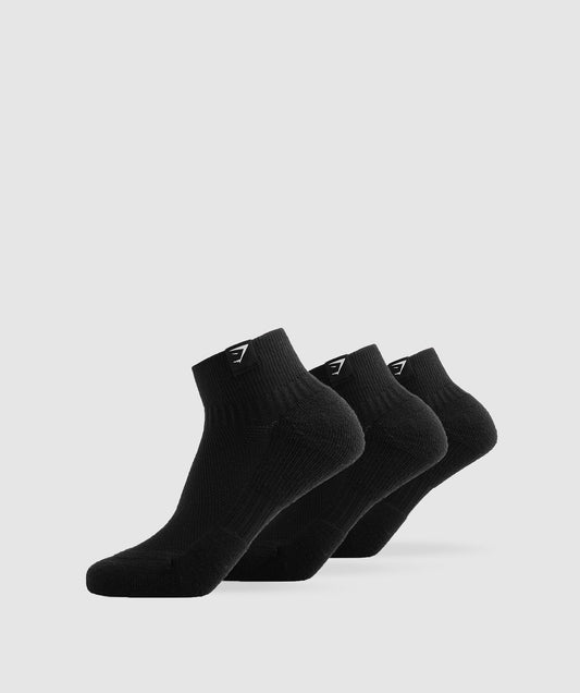 Gymshark Woven Tab Sneaker Socks 3pk - Black