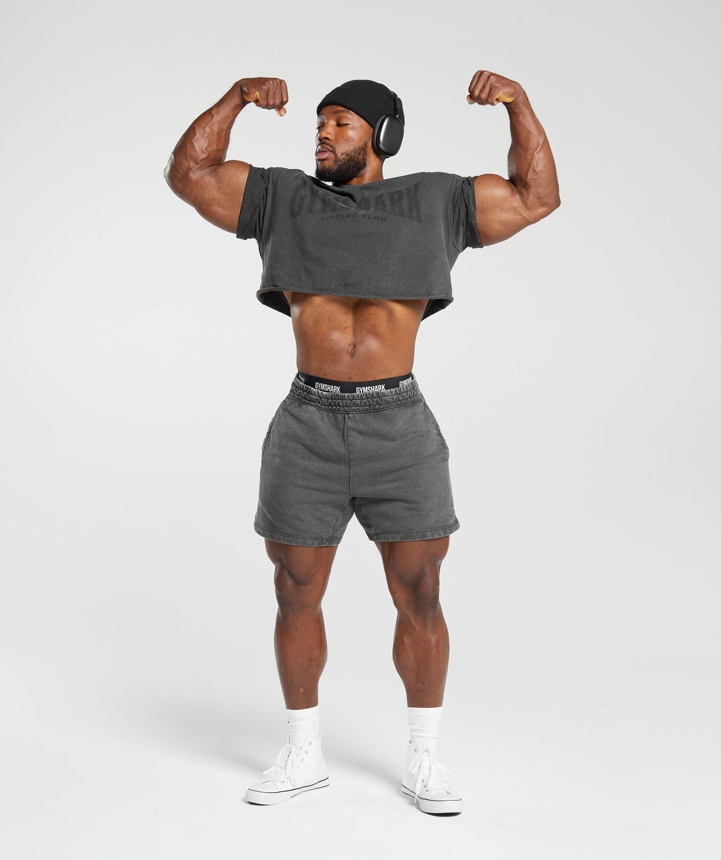 Gymshark Heritage Washed Crop T-Shirt - Onyx Grey