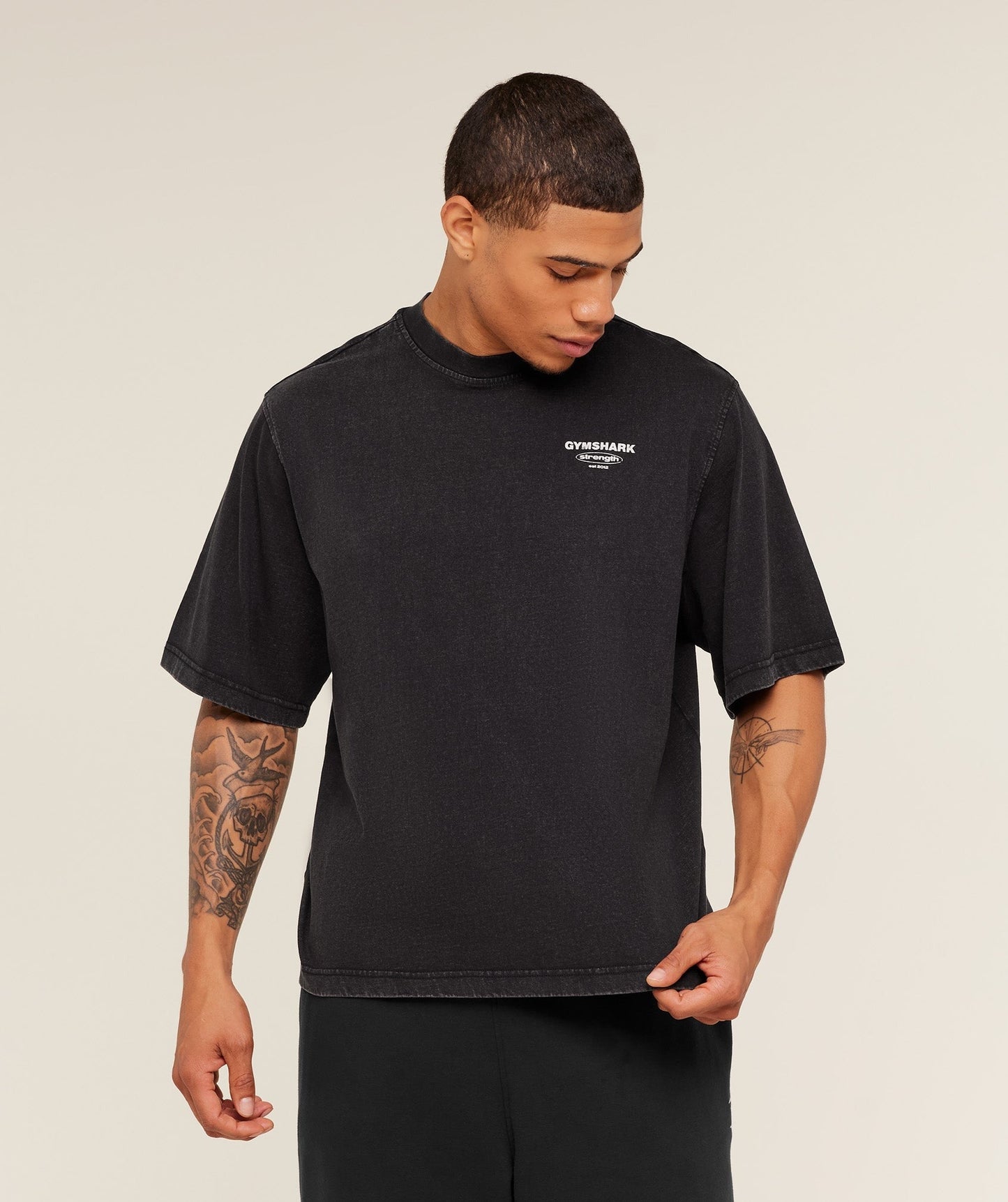Gymshark Strength Stars Washed Graphic T-Shirt - Black