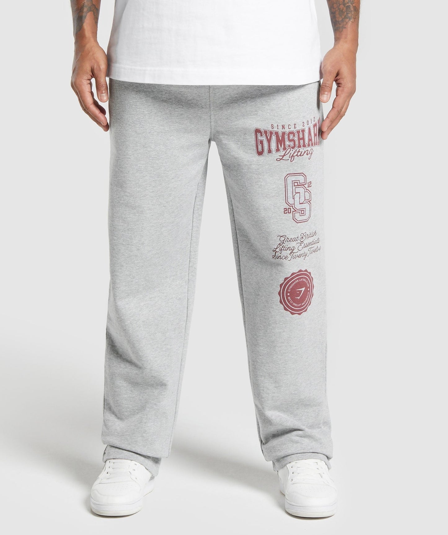 Gymshark Lifting Essentials Straight Leg Pant - Light Grey Core Marl
