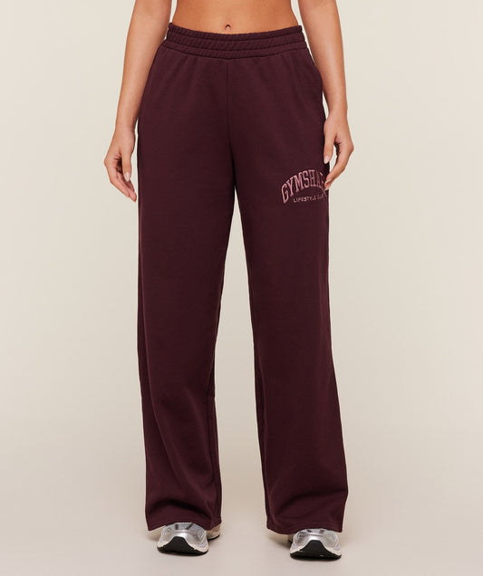 Gymshark Collegiate Graphic Straight Leg Joggers - GS Rich Maroon