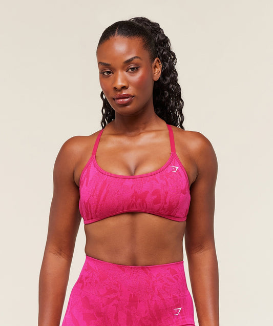 Gymshark Adapt Camo Cross Back Sports Bra - Build Pink/Energy Pink