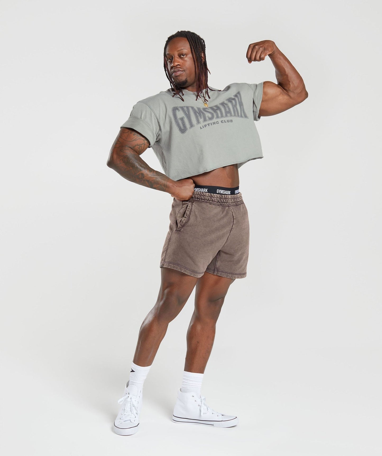 Gymshark Heritage 5" Shorts - Penny Brown/Acid Wash Small Ball