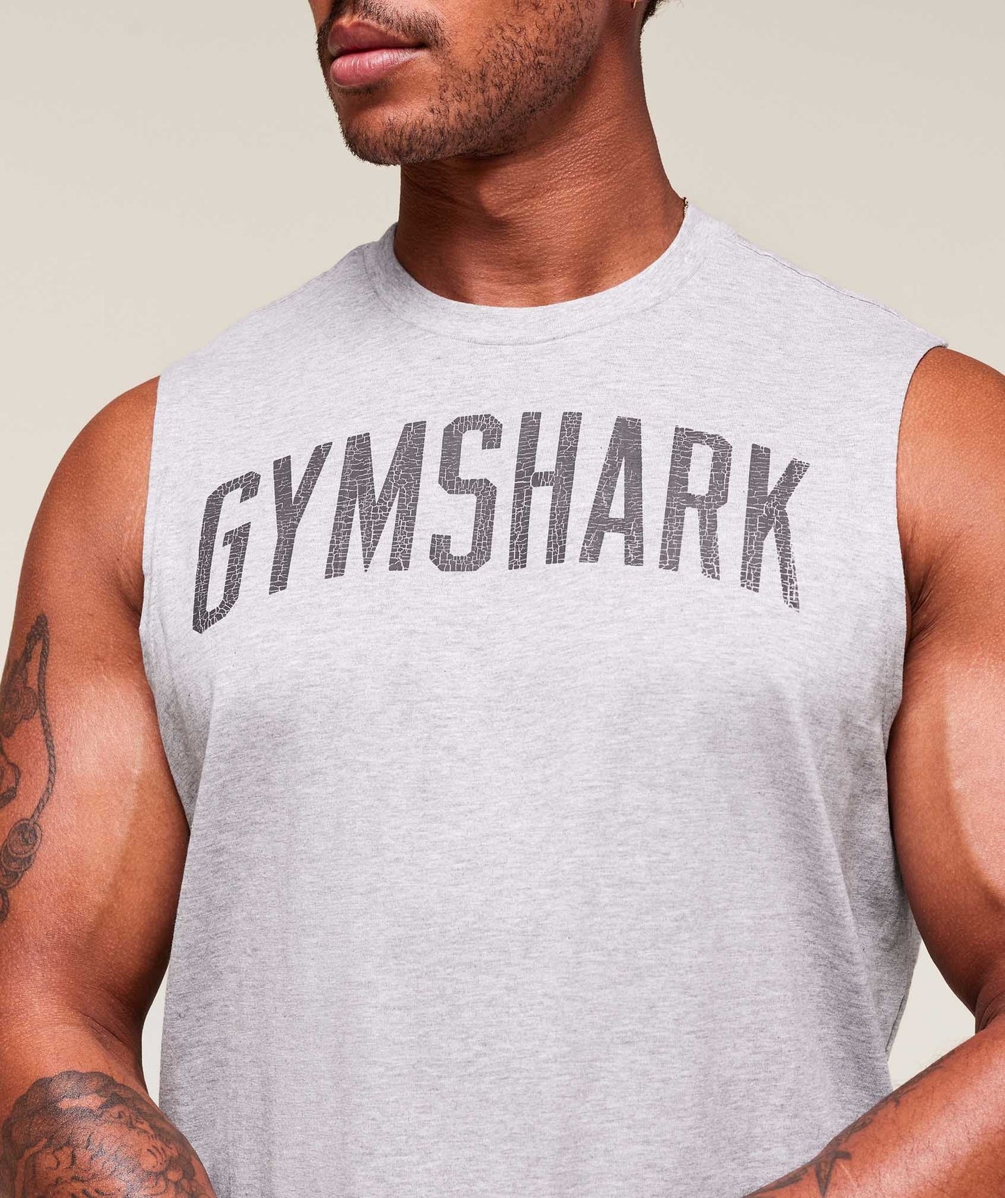 Gymshark Worn Graphic Tank - Light Grey Core Marl