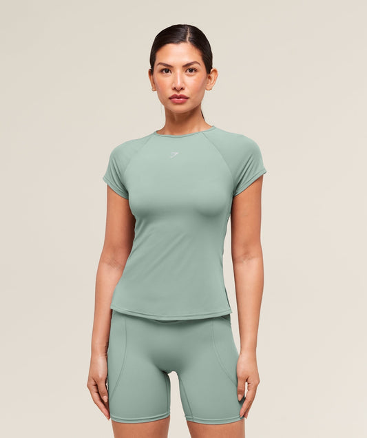 Gymshark Running Back Vent T-Shirt - Celeste Blue