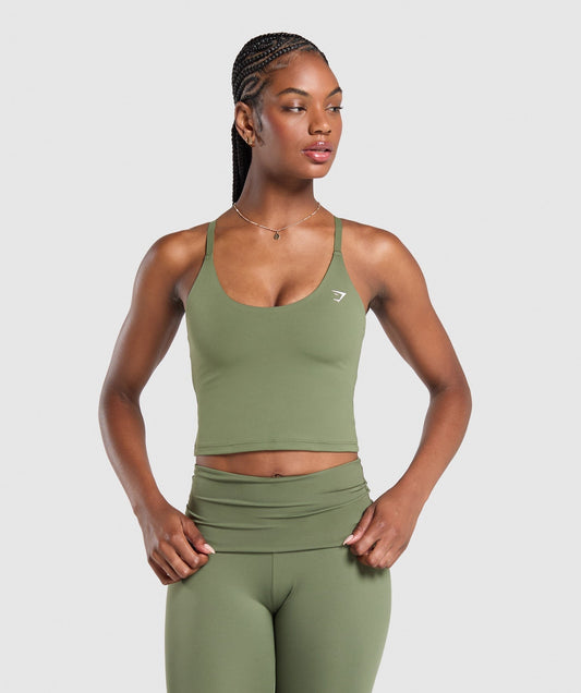 Gymshark Training Cami Tank With Shelf - Core Olive