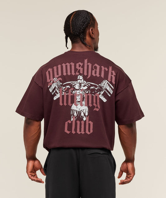 Gymshark Lifting Club T-Shirt - Rich Maroon/Reset Pink