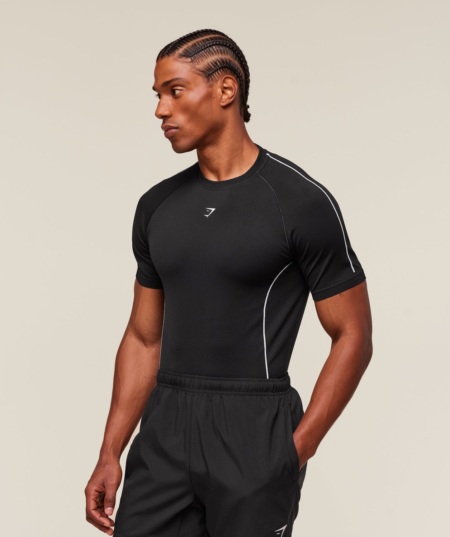Gymshark Clean Contour Seamless T-Shirt - Black/White