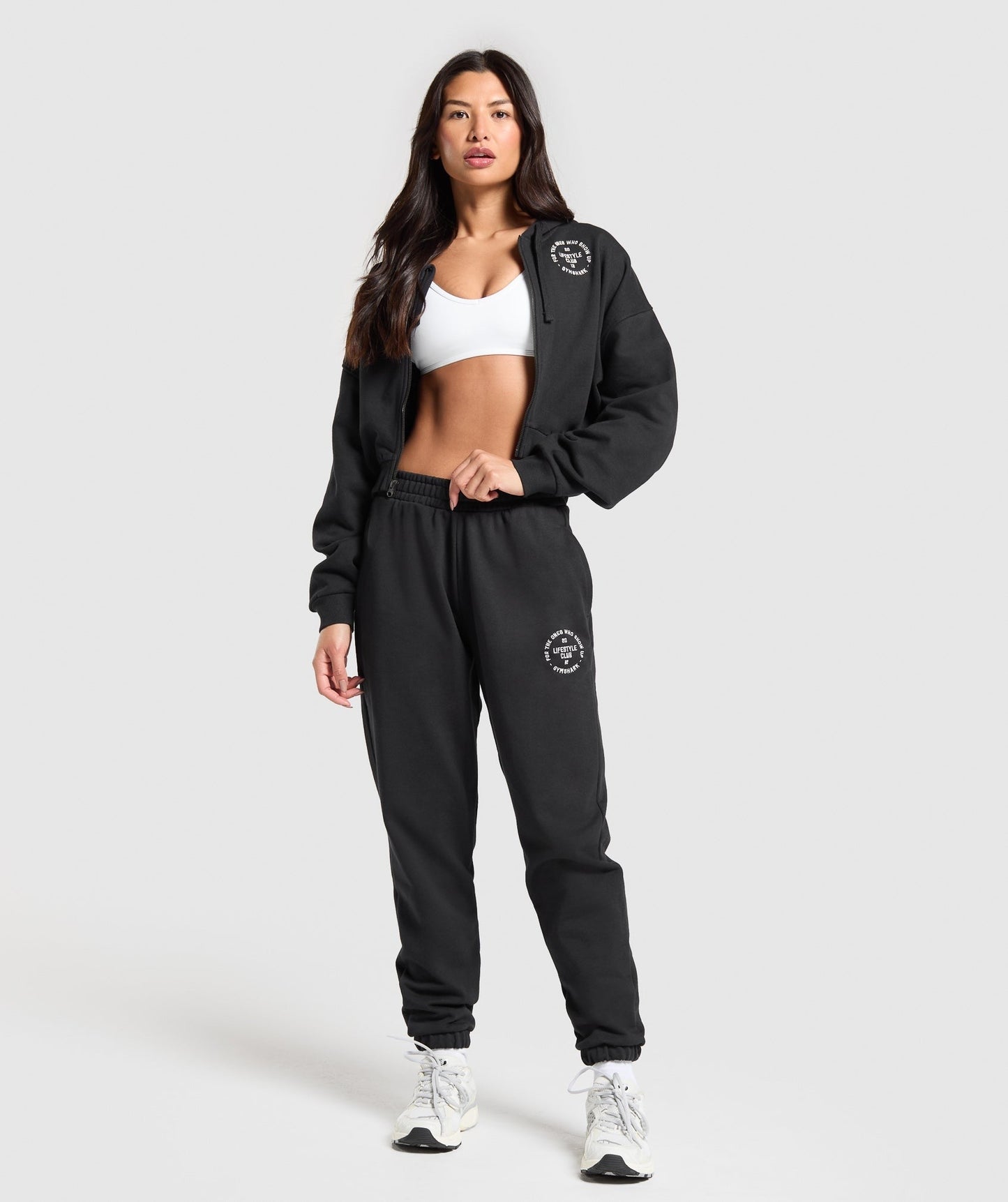 Gymshark Lifestyle Club Graphic Zip Up Hoodie - Black