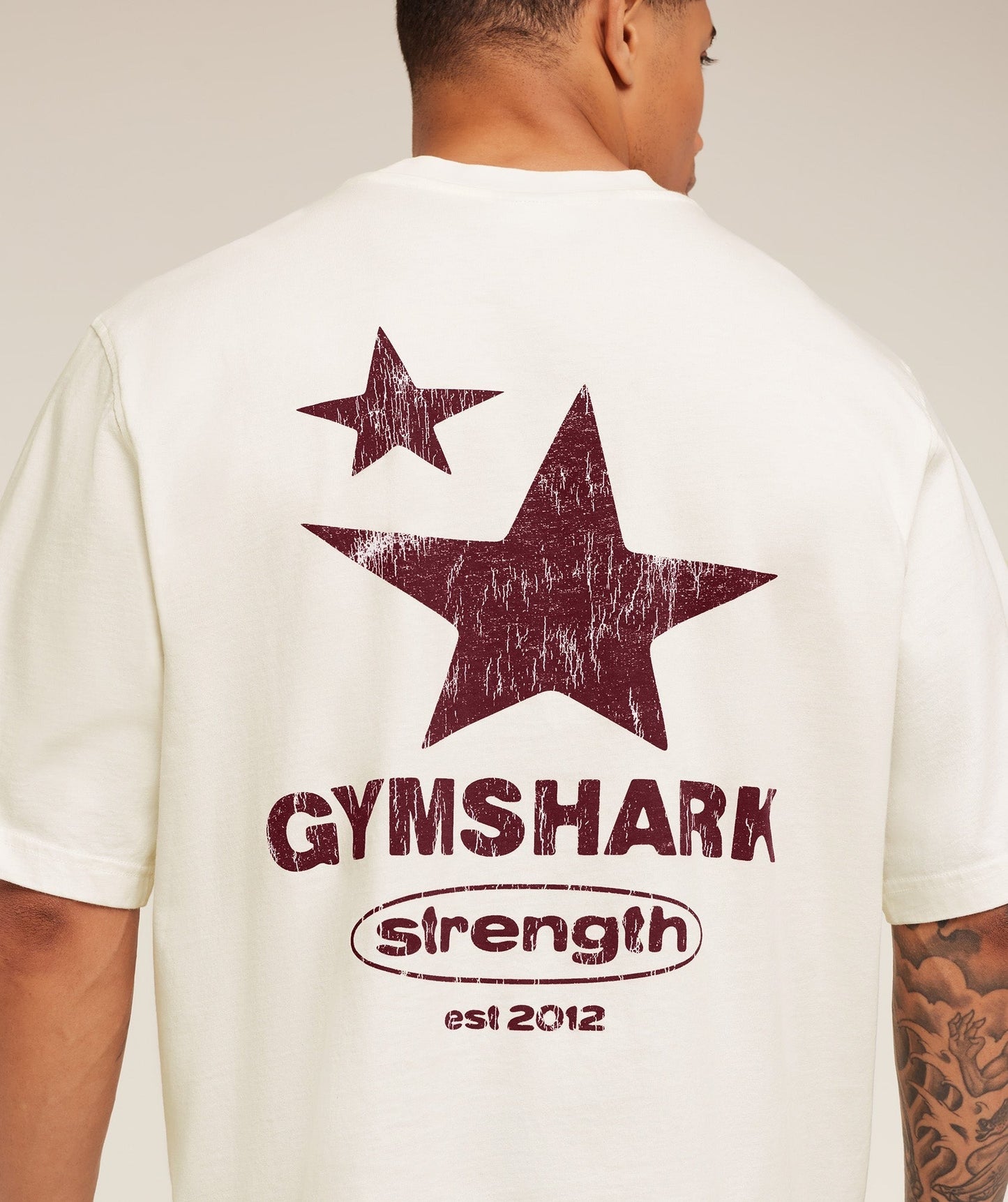 Gymshark Strength Stars Washed Graphic T-Shirt - Soft White