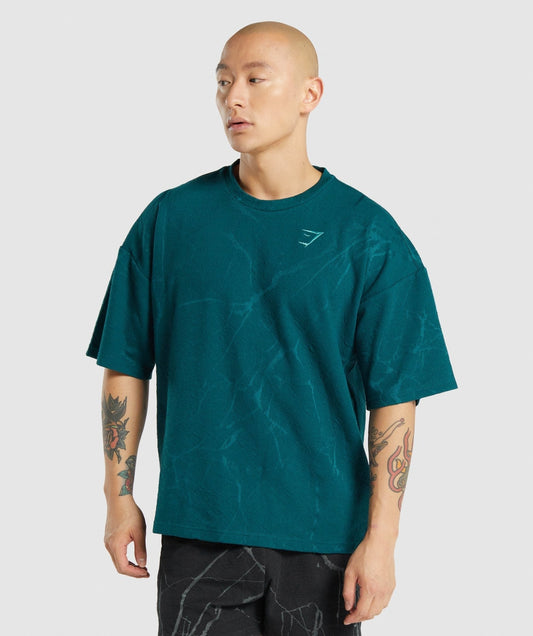 Gymshark Power Short Sleeve Crew - Teal Print
