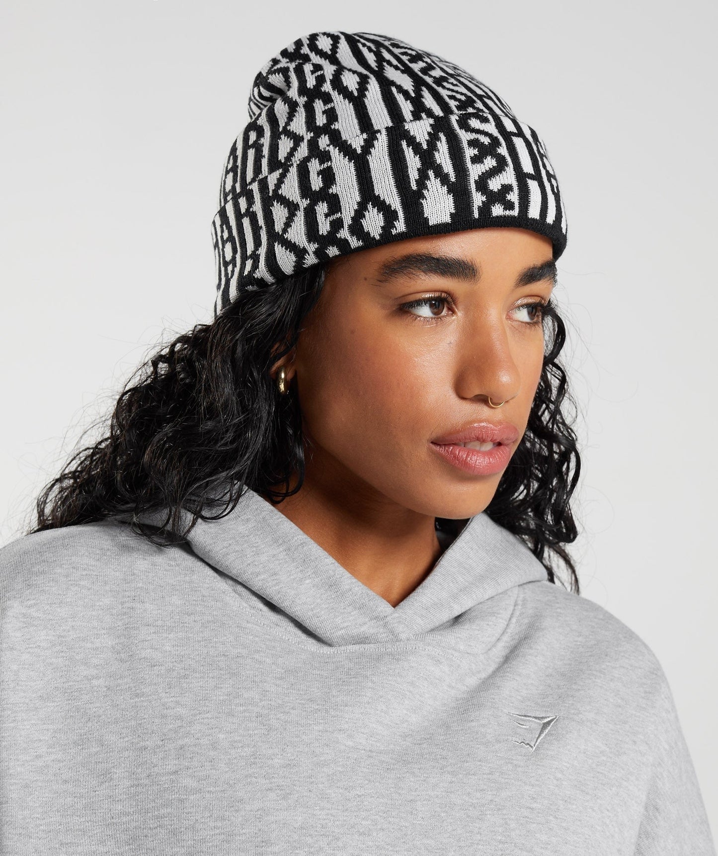 Gymshark Reversable Jacquard Beanie - Black/White