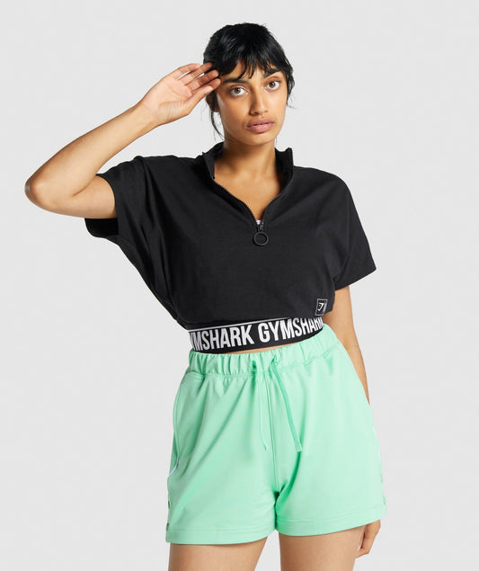 Gymshark Recess Crop 1/2 Zip Tee - Black
