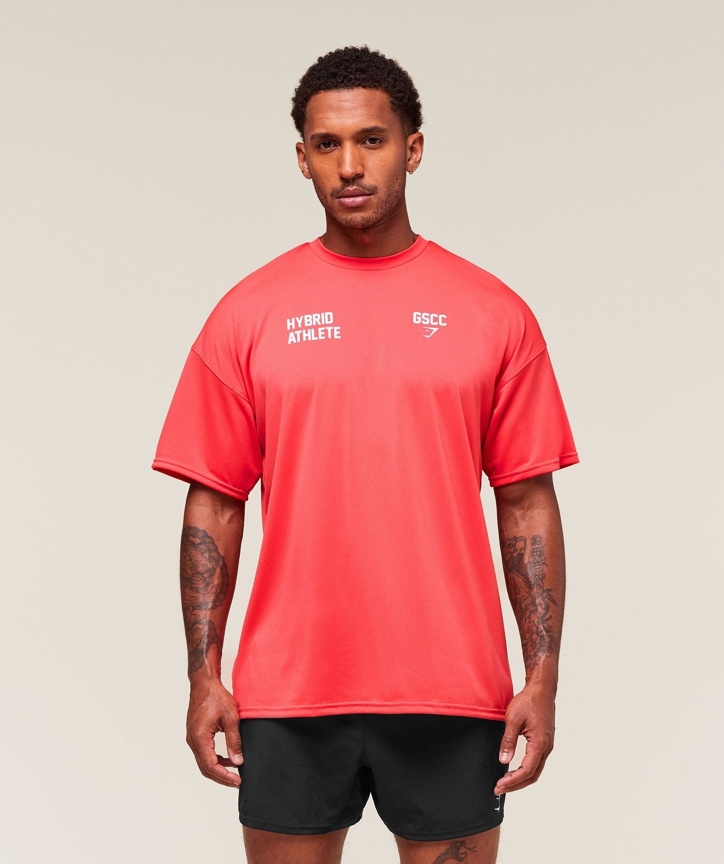 Gymshark Hybrid Athlete T-Shirt - Coral Red