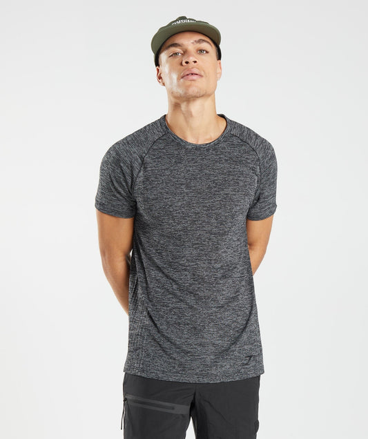 Gymshark Retake Seamless T-Shirt - Black/White Marl