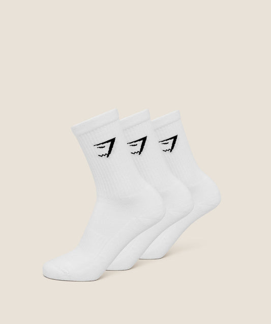 Gymshark Crew Socks 3pk - GS White
