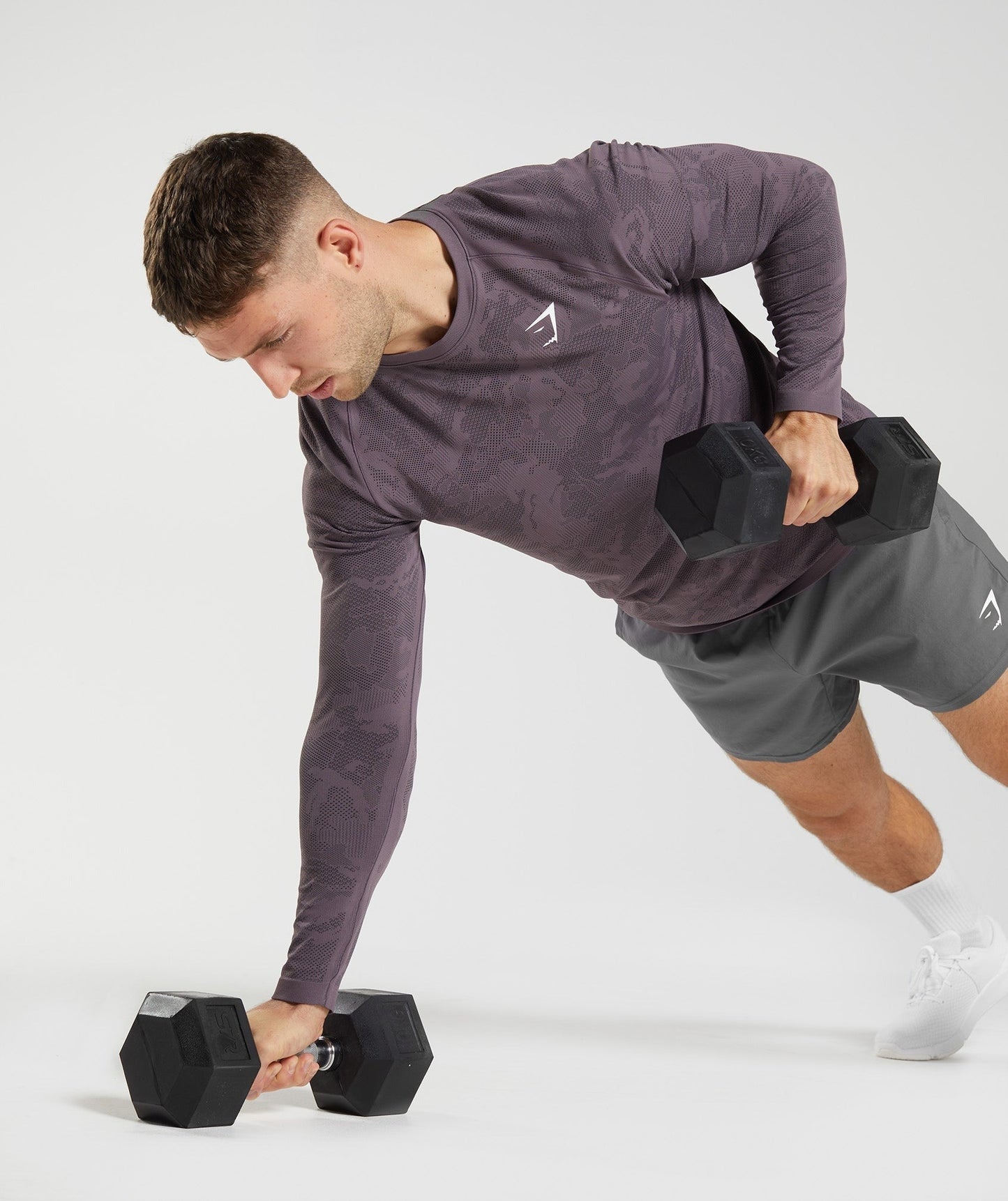 Gymshark Geo Seamless Long Sleeve T-Shirt - Musk Lilac/Black