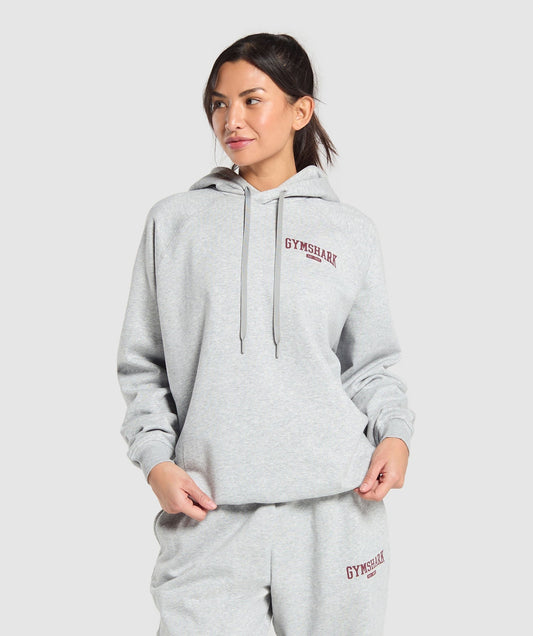 Gymshark Collegiate Lifestyle Hoodie - Light Grey Core Marl