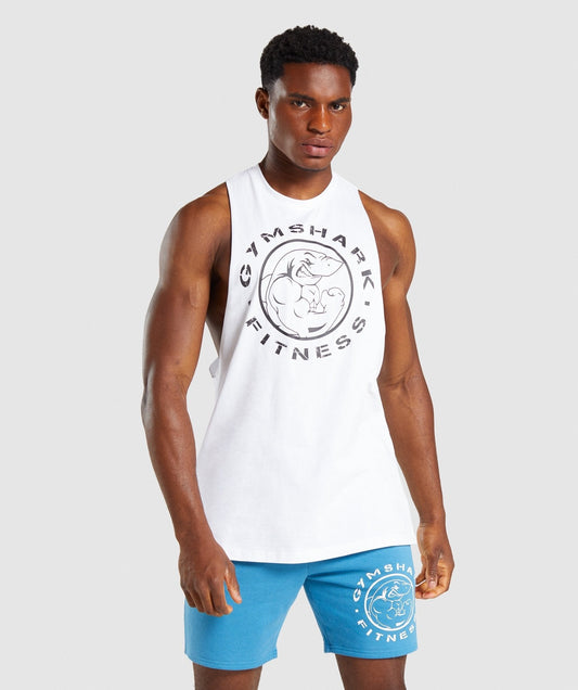 Gymshark Legacy Drop Arm Tank - White
