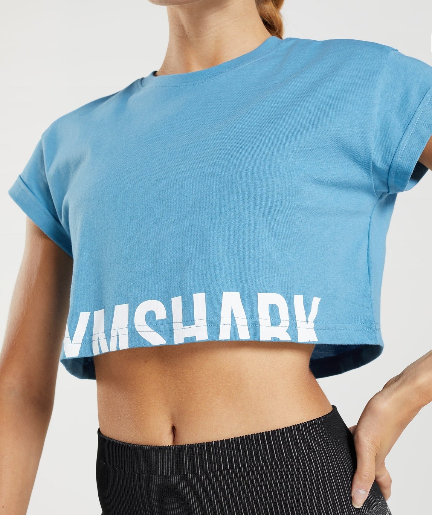 Gymshark Fraction Crop Top - Coastal Blue