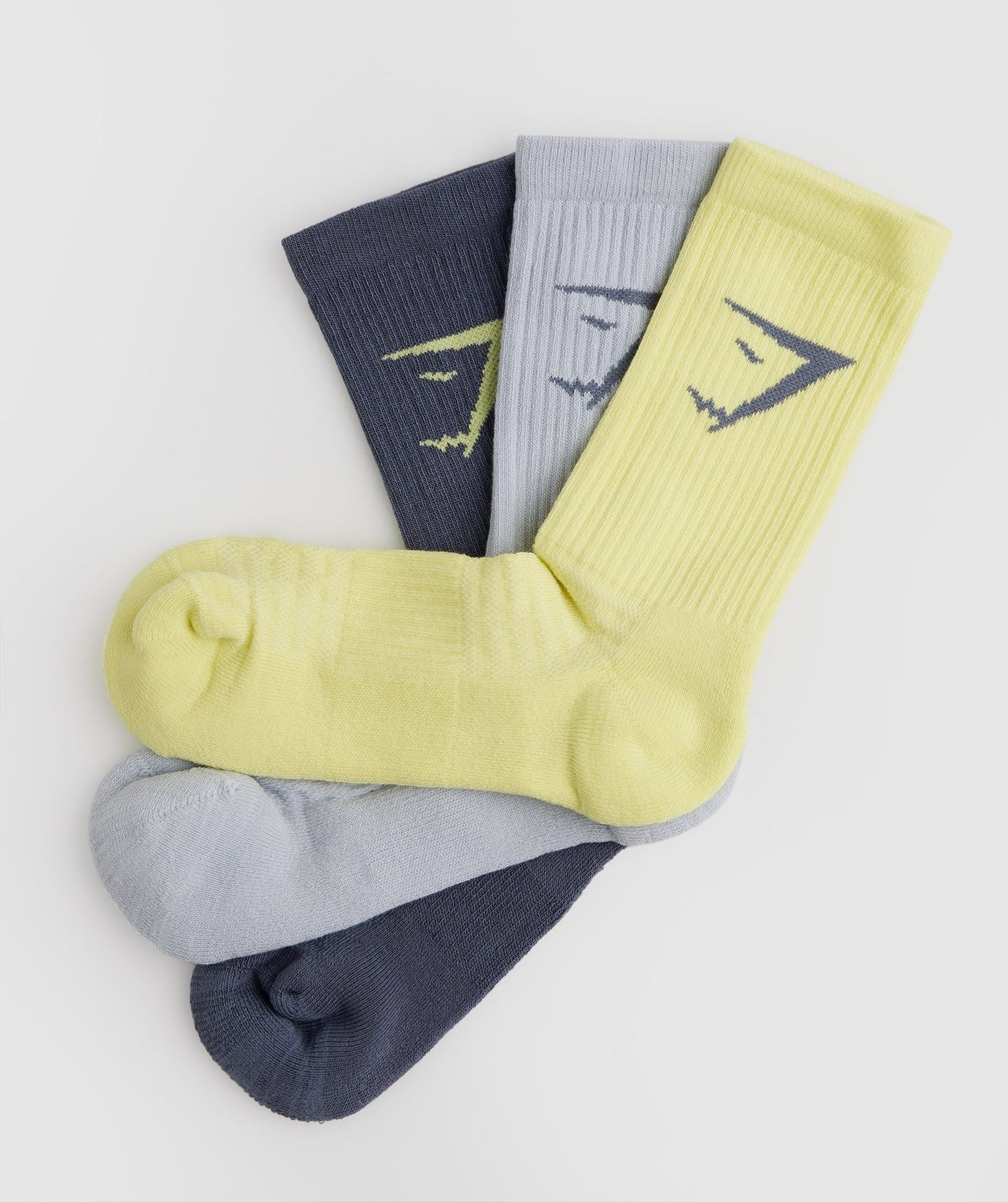 Gymshark Crew Socks 3pk - Green/Grey/Blue